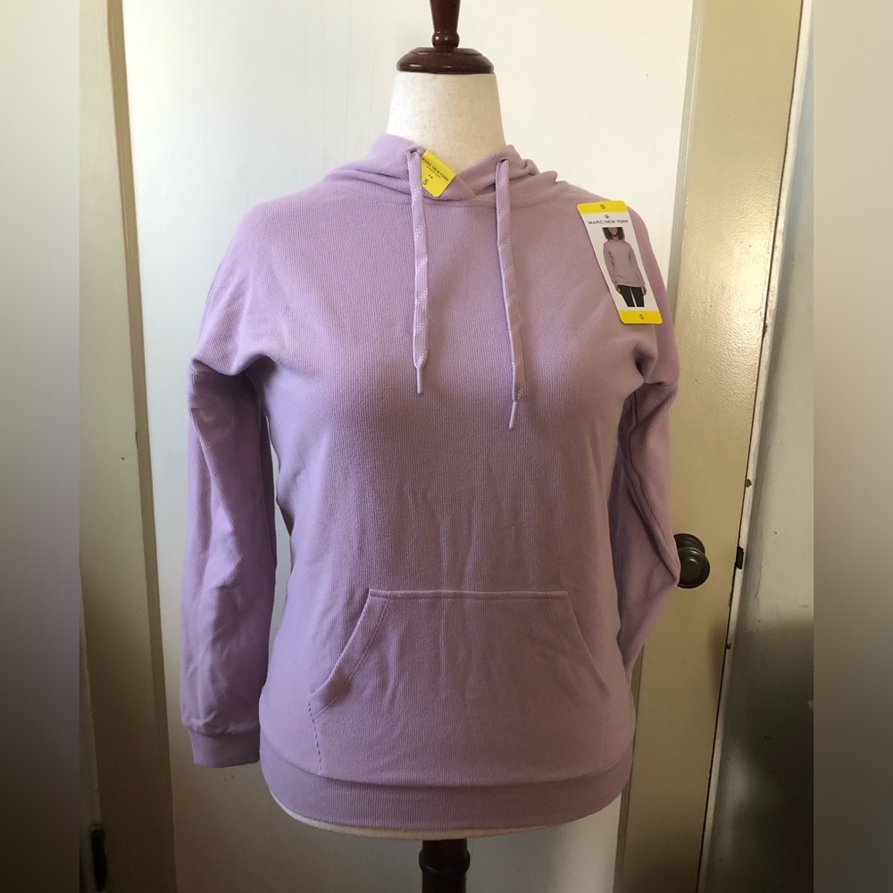 NWT Marc New York Ribbed Lavender Hoodie Sweatshirt